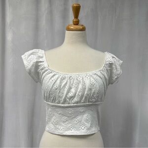Brand New Twik White Eyelet Square-Neck Crop Top Size L